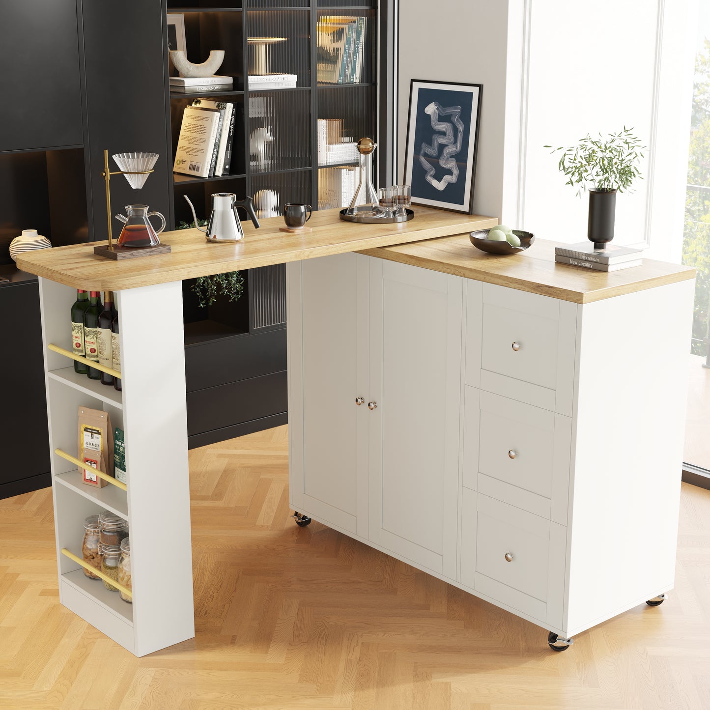 AI62 Decor  360° Swivel Dining & Bar Table with Storage