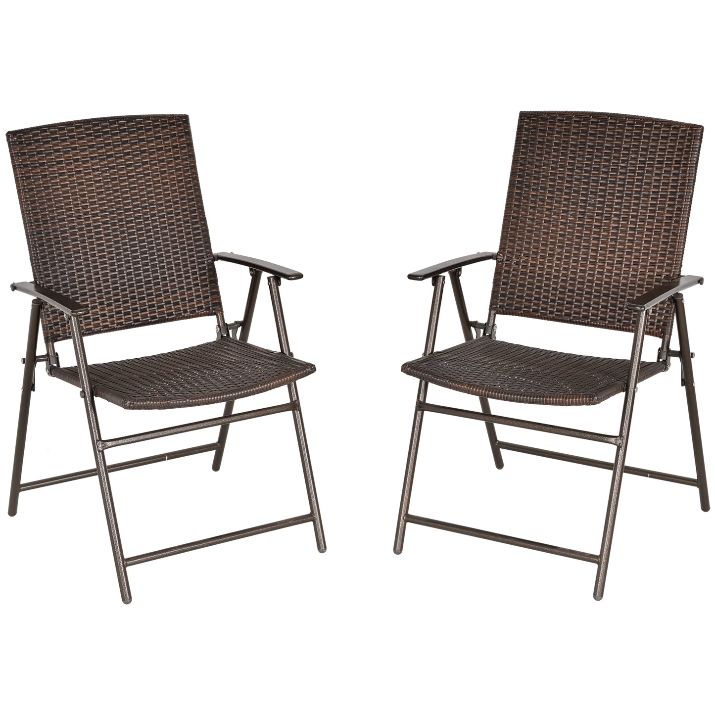 AI62 Decor Set Of Two Folding Rattan Seat Chairs - Brown