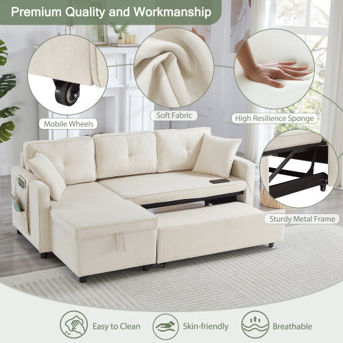 AI62 Decor L-Shaped 3-in-1 Convertible Sofa Bed with Storage & Chaise