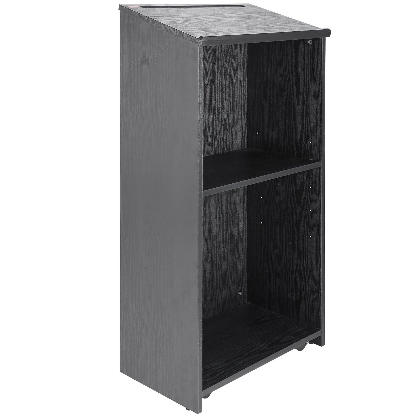 AI62 Decor Wooden Podium with Slant Desktop & Rolling Wheels