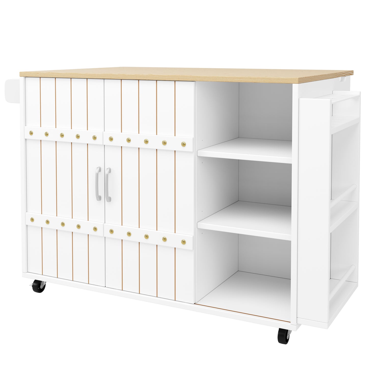 AI62 Decor  White Kitchen Trolley with Spice Rack & Castors
