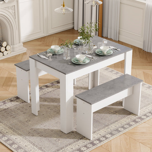 AI62 Decor Dining Table Set with 2 Benches