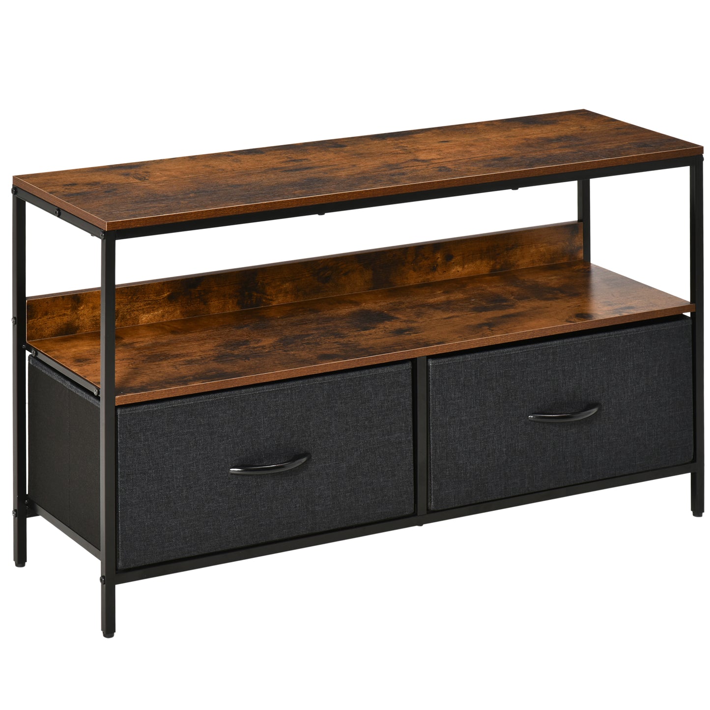 AI62 Decor TV Stand Cabinet With 2 Foldable Drawers - Rustic Brown