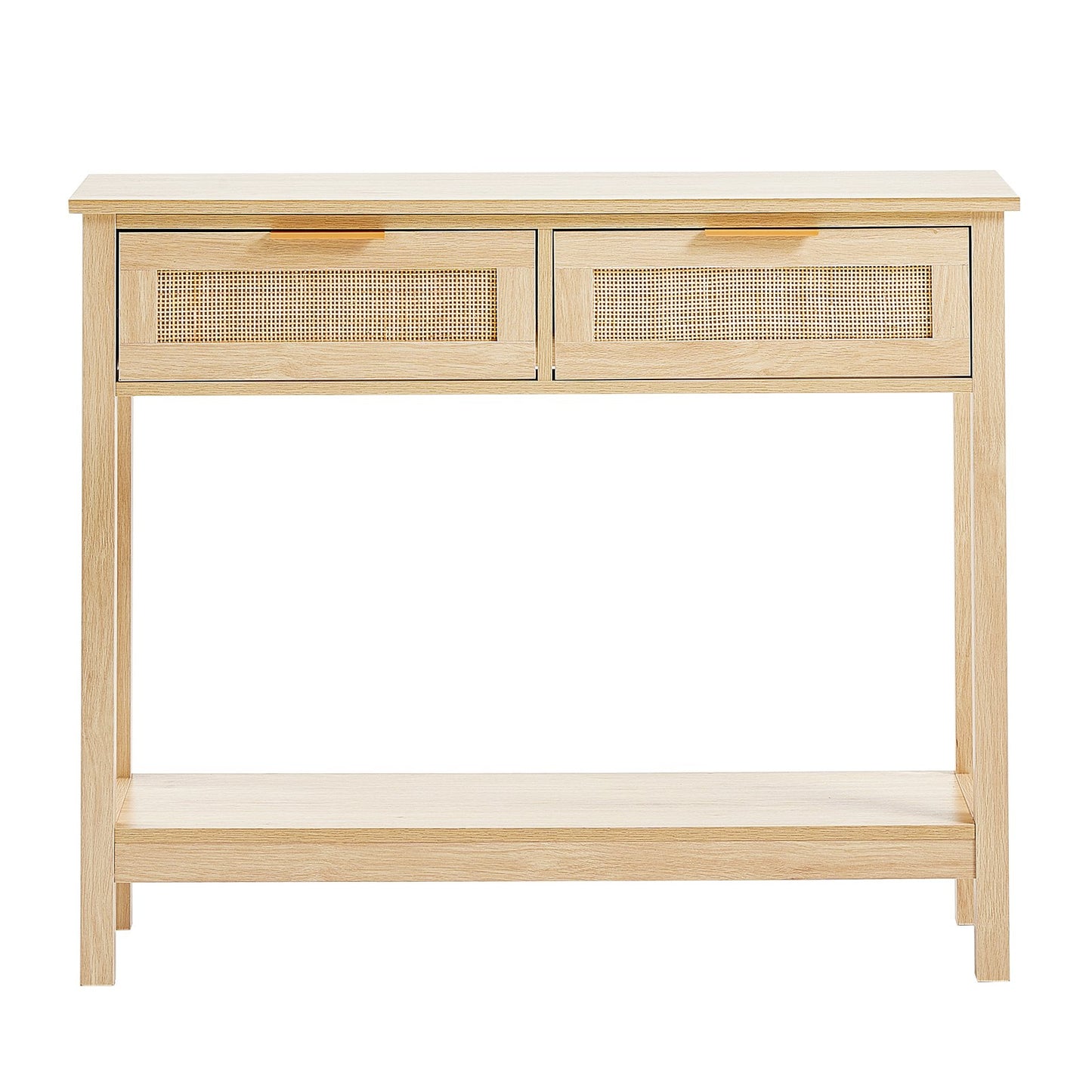 AI62 Decor Rattan Console Table with 2 Storage Drawers