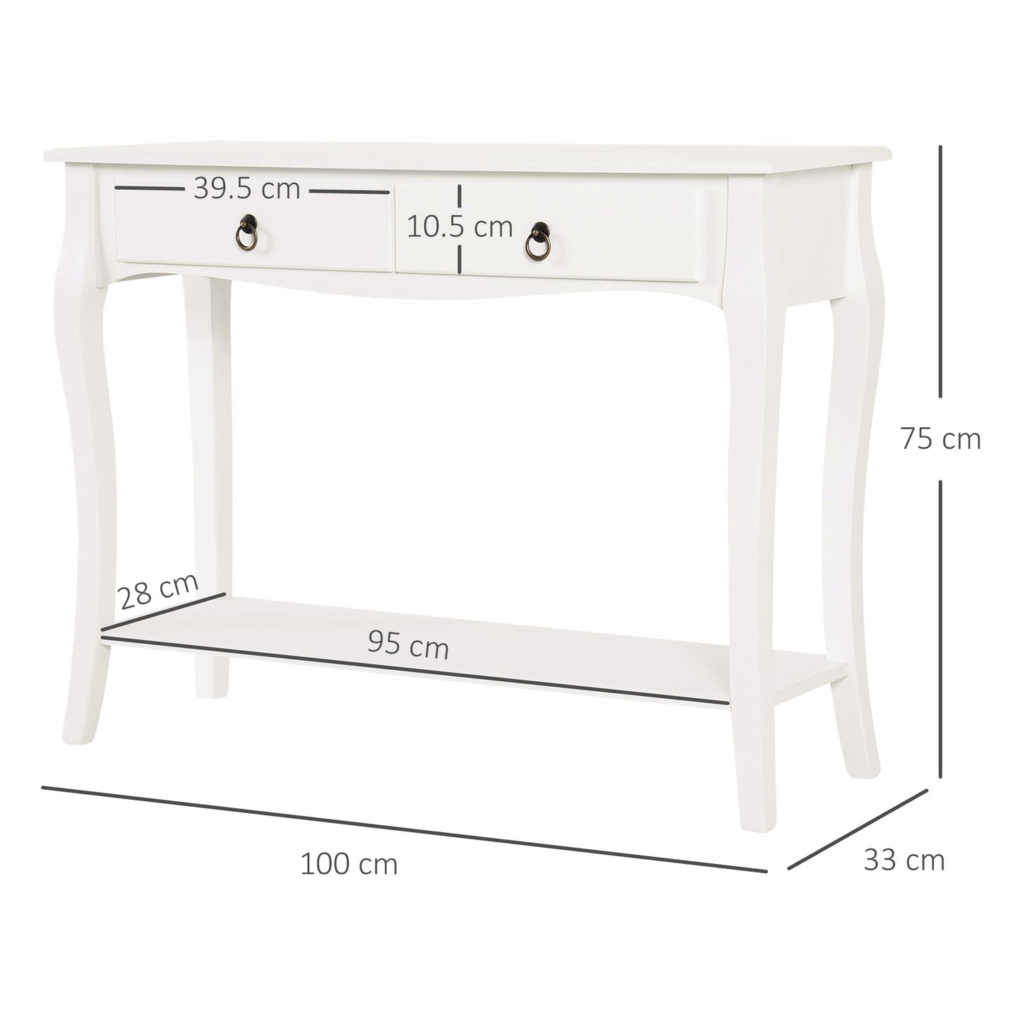 AI62 Decor Sofa Table with Storage in Ivory White