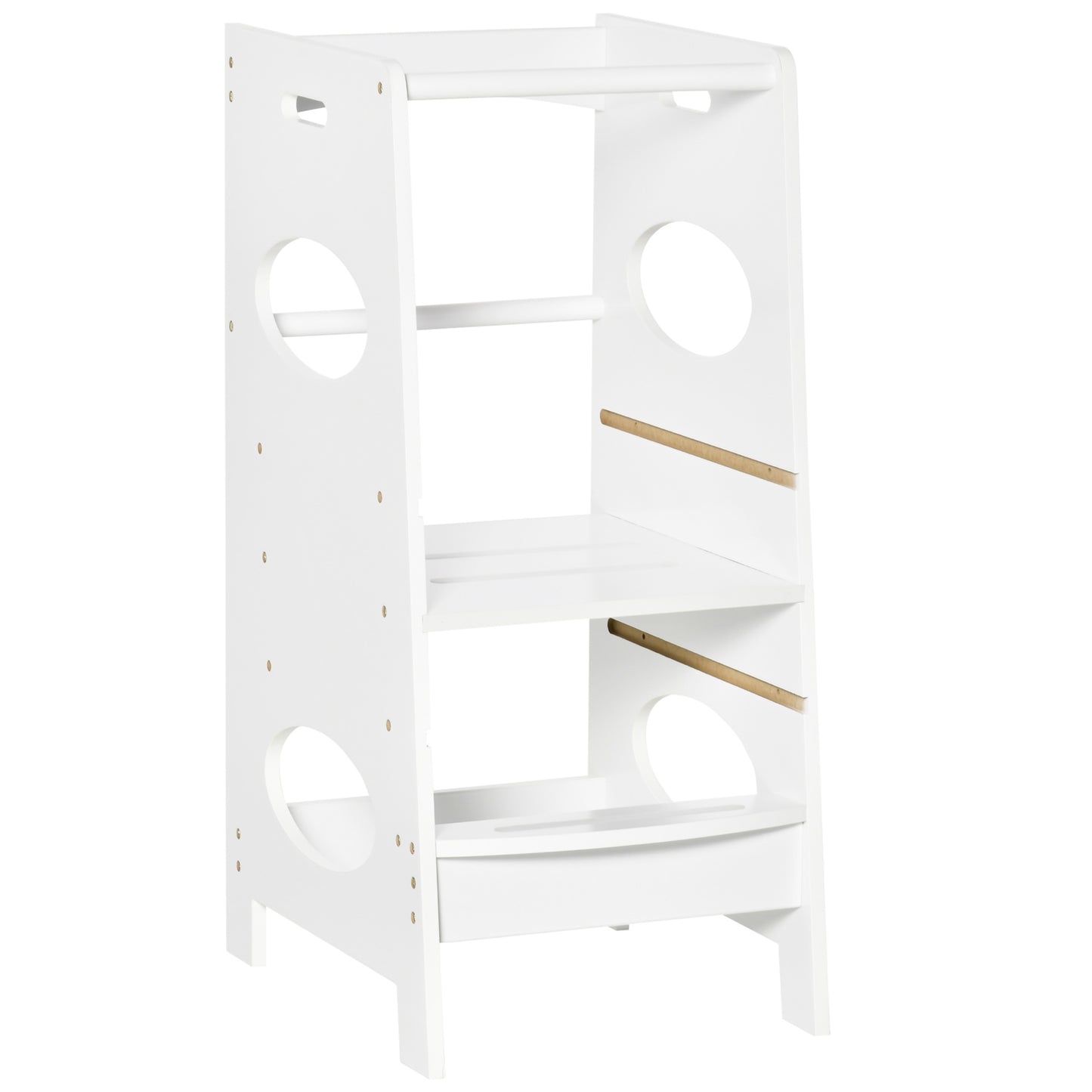 AI62 Decor Kids Adjustable Toddler Step Stool with Safety Rail – White