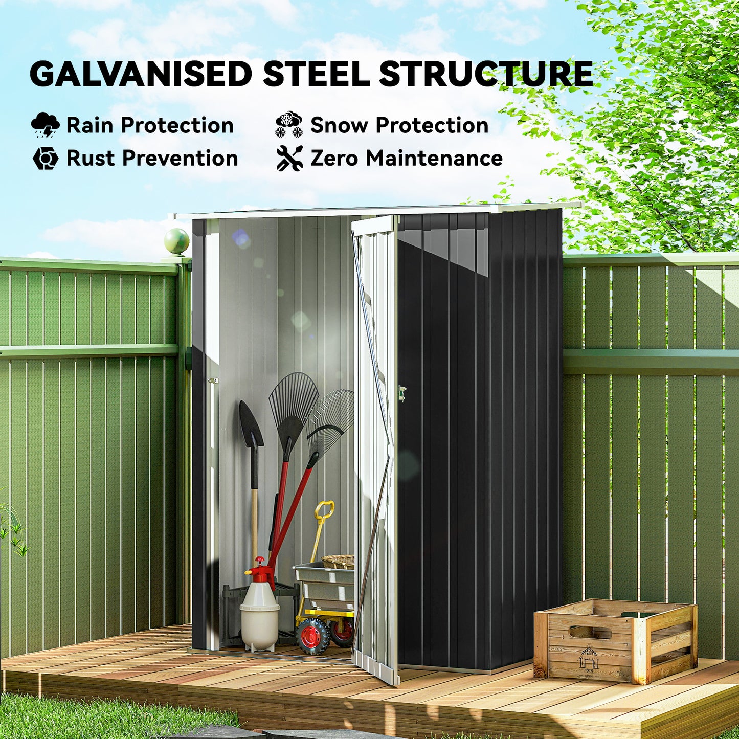 AI62 Decor Lockable Metal Shed for Tools and Equipment