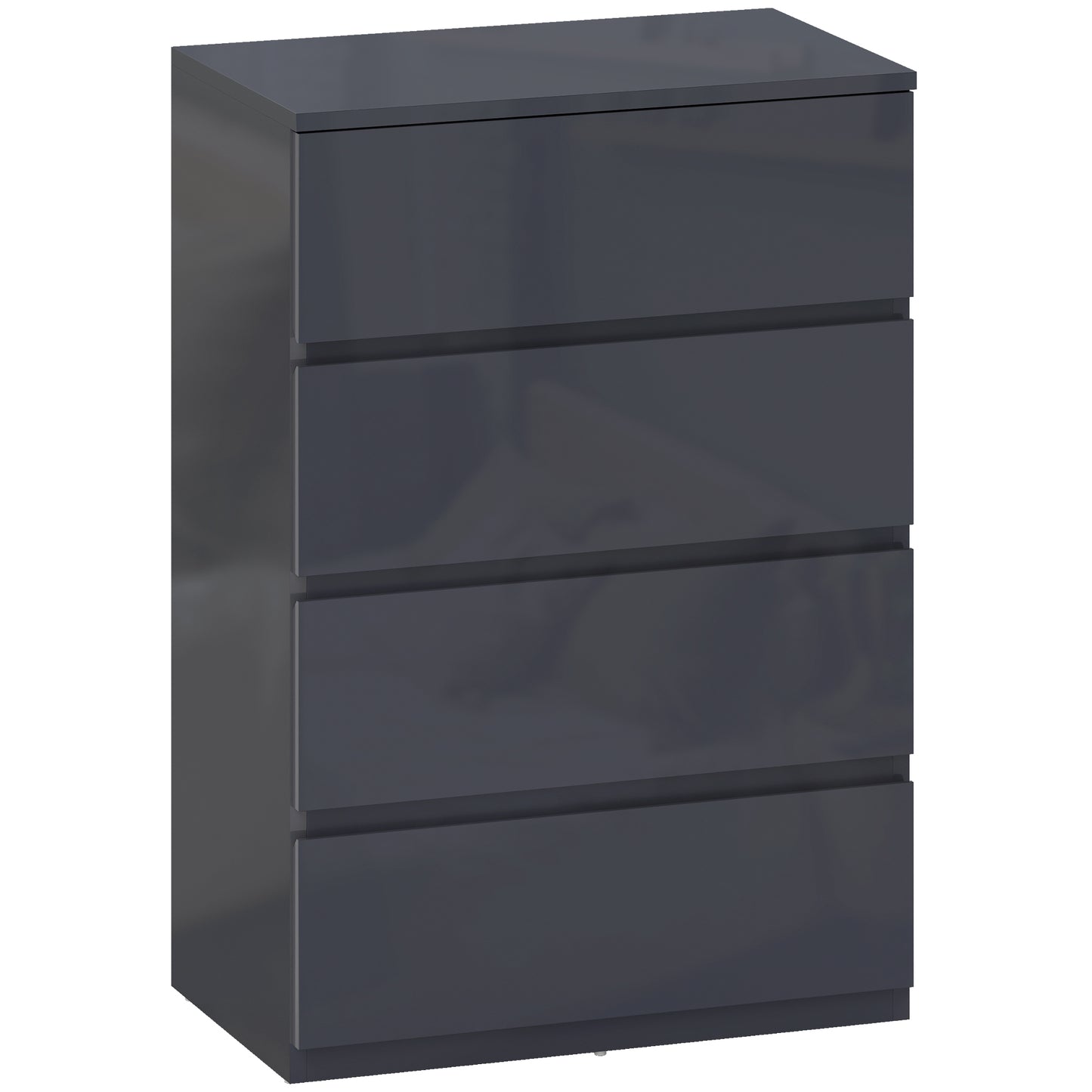 AI62 Decor High Gloss 4-Drawer Chest – Grey Bedroom Dresser