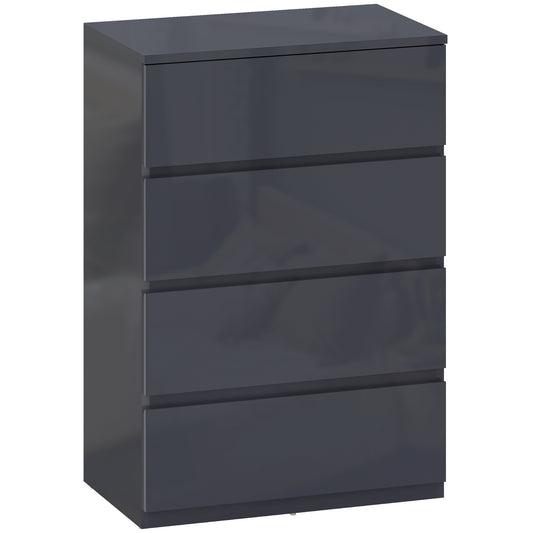 AI62 Decor High Gloss 4-Drawer Chest – Grey Bedroom Dresser