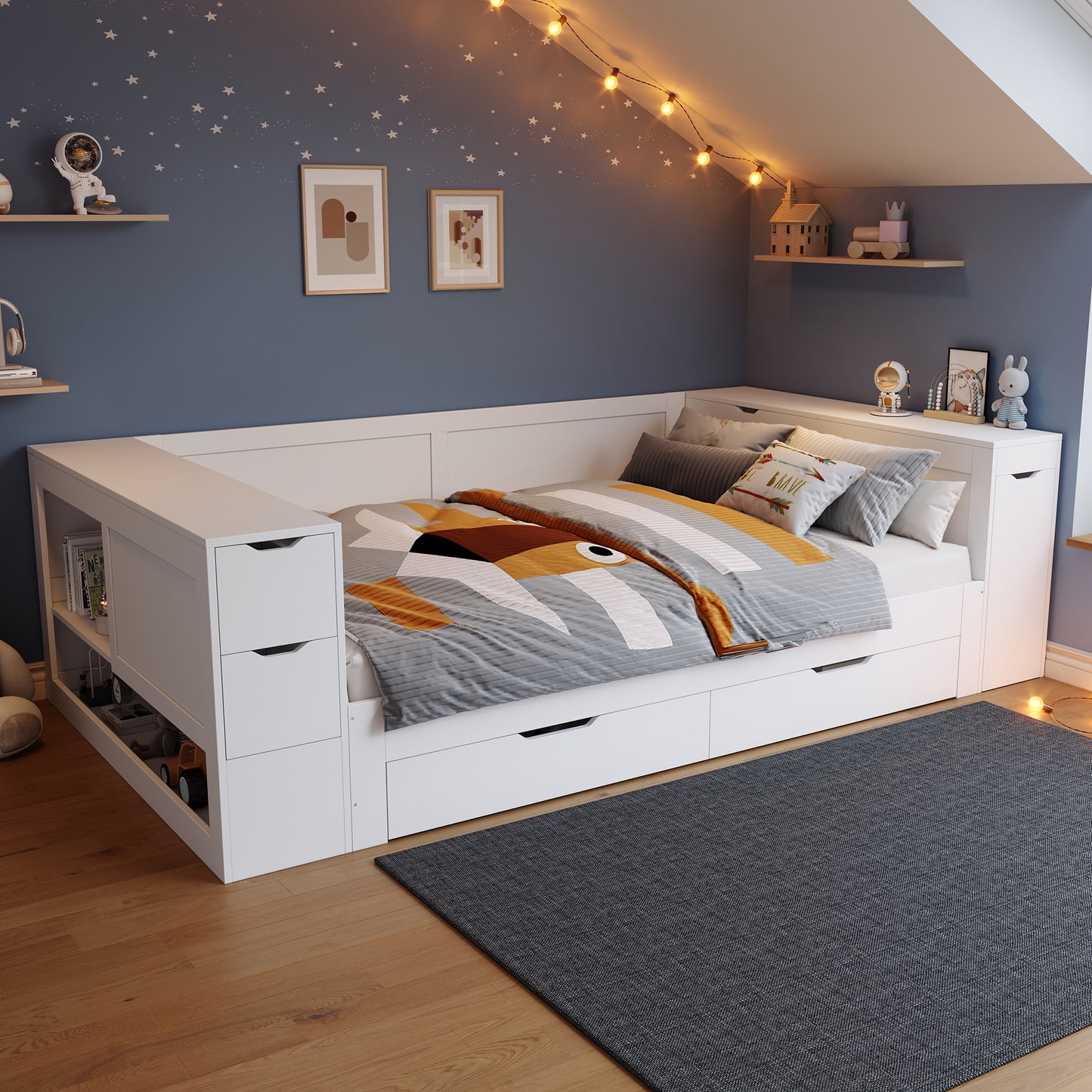 AI62 Decor 4ft6 Double Children’s Daybed with Storage Drawers