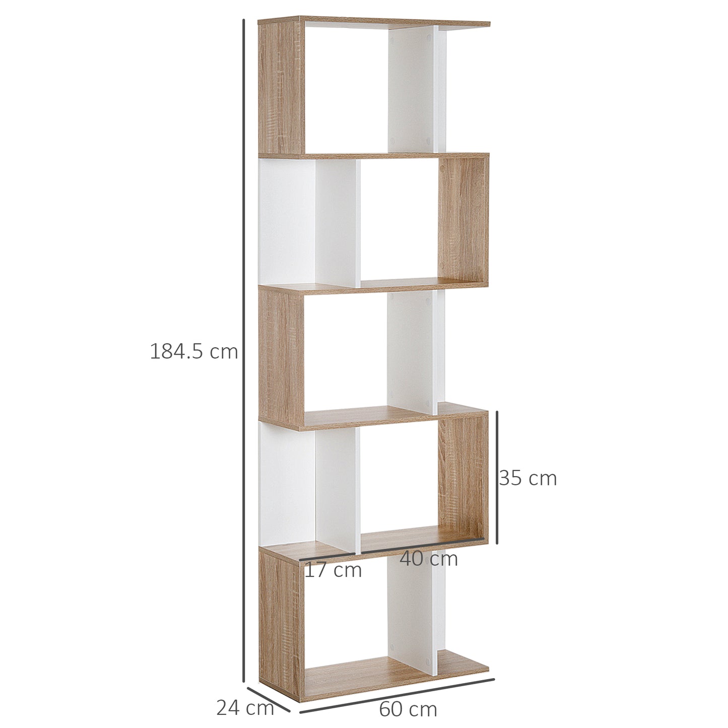 AI62 Decor S-Shaped Wooden Bookcase