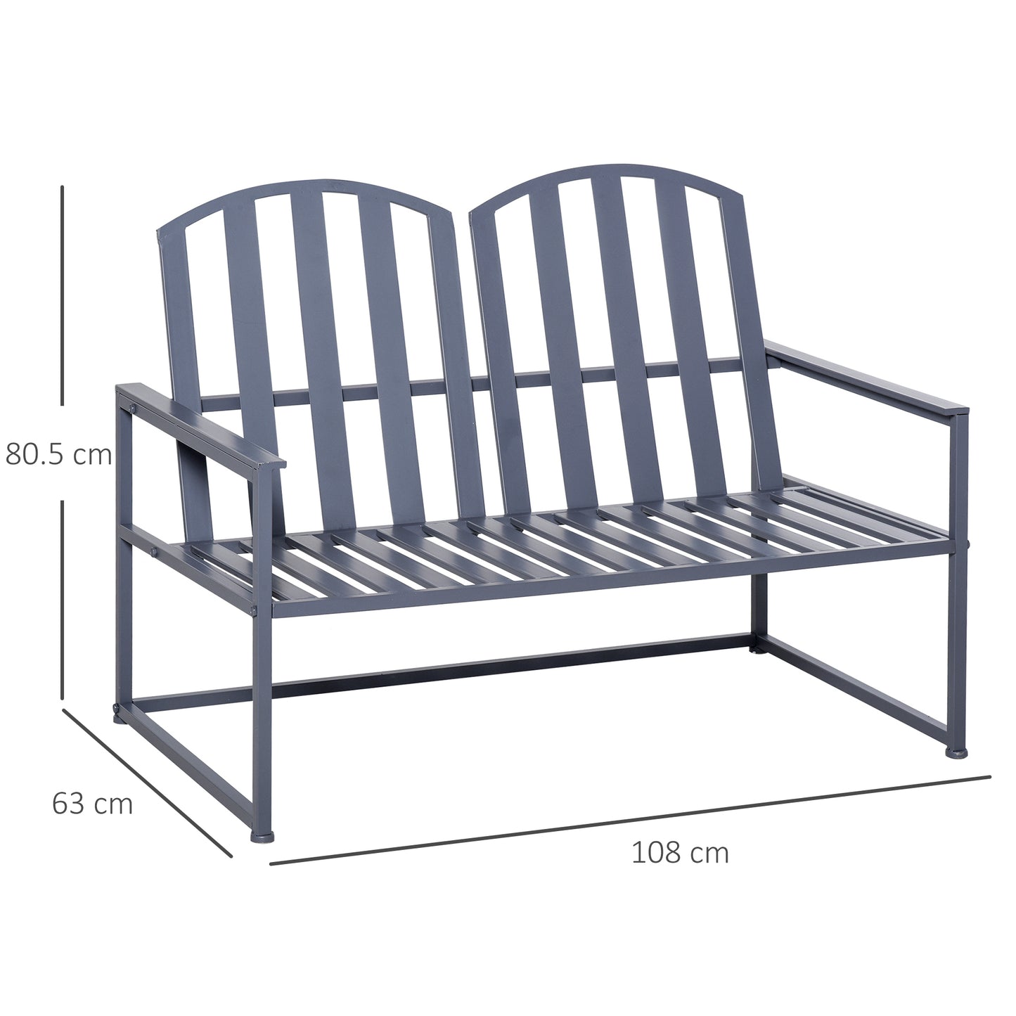 AI62 Decor Steel Outdoor Garden Loveseat Bench – Grey