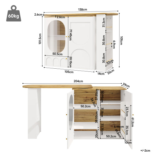 AI62 Decor White Rotating Dining Table with Shelves & Storage