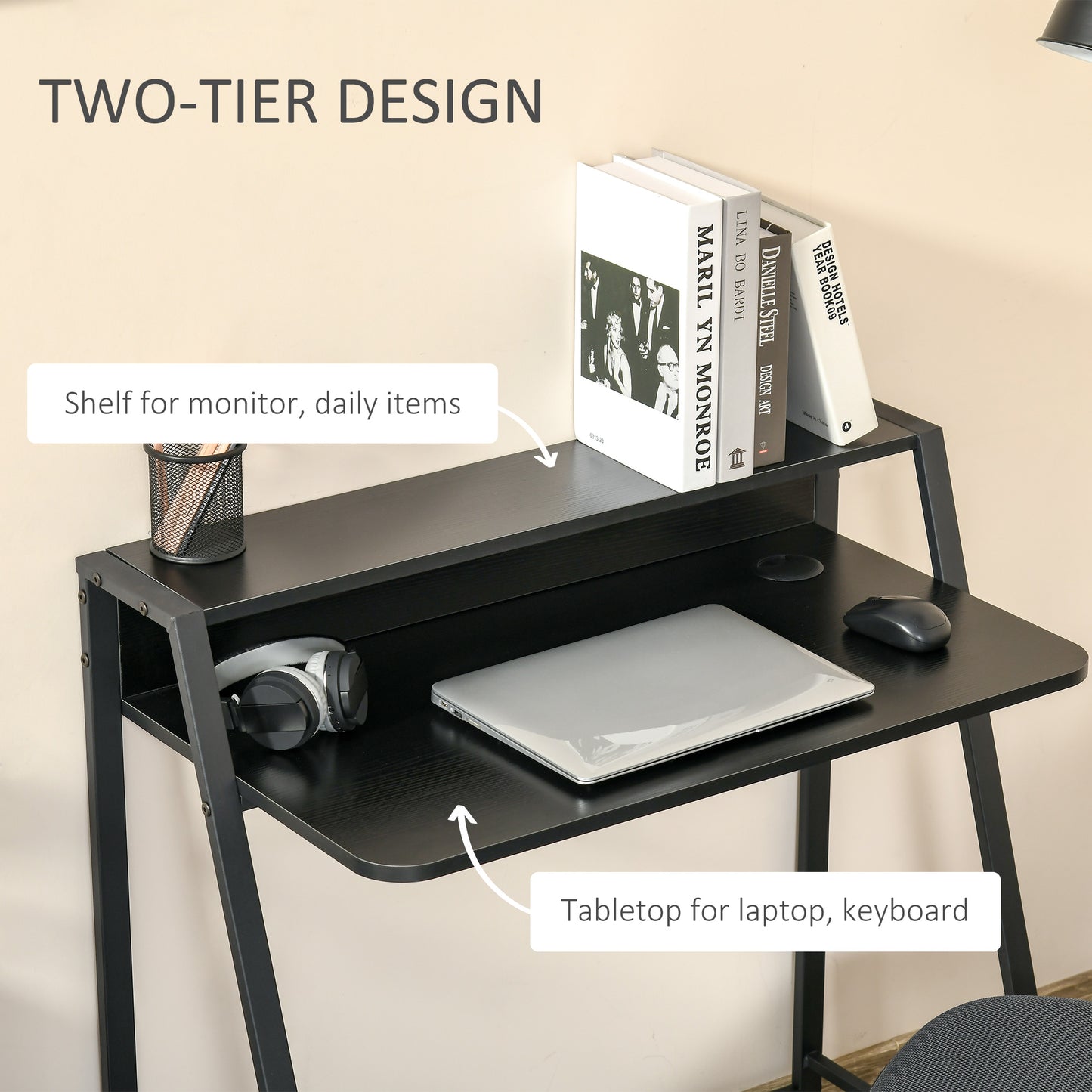 AI62 Decor Computer Desk with Shelf for Home Office