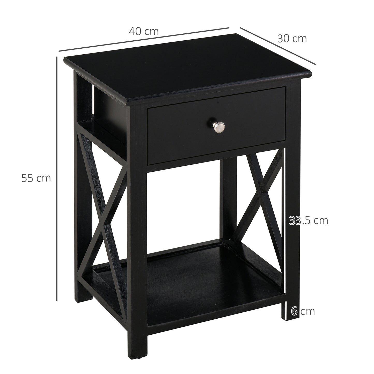 AI62 Decor End Table with Drawer & Shelf – Black