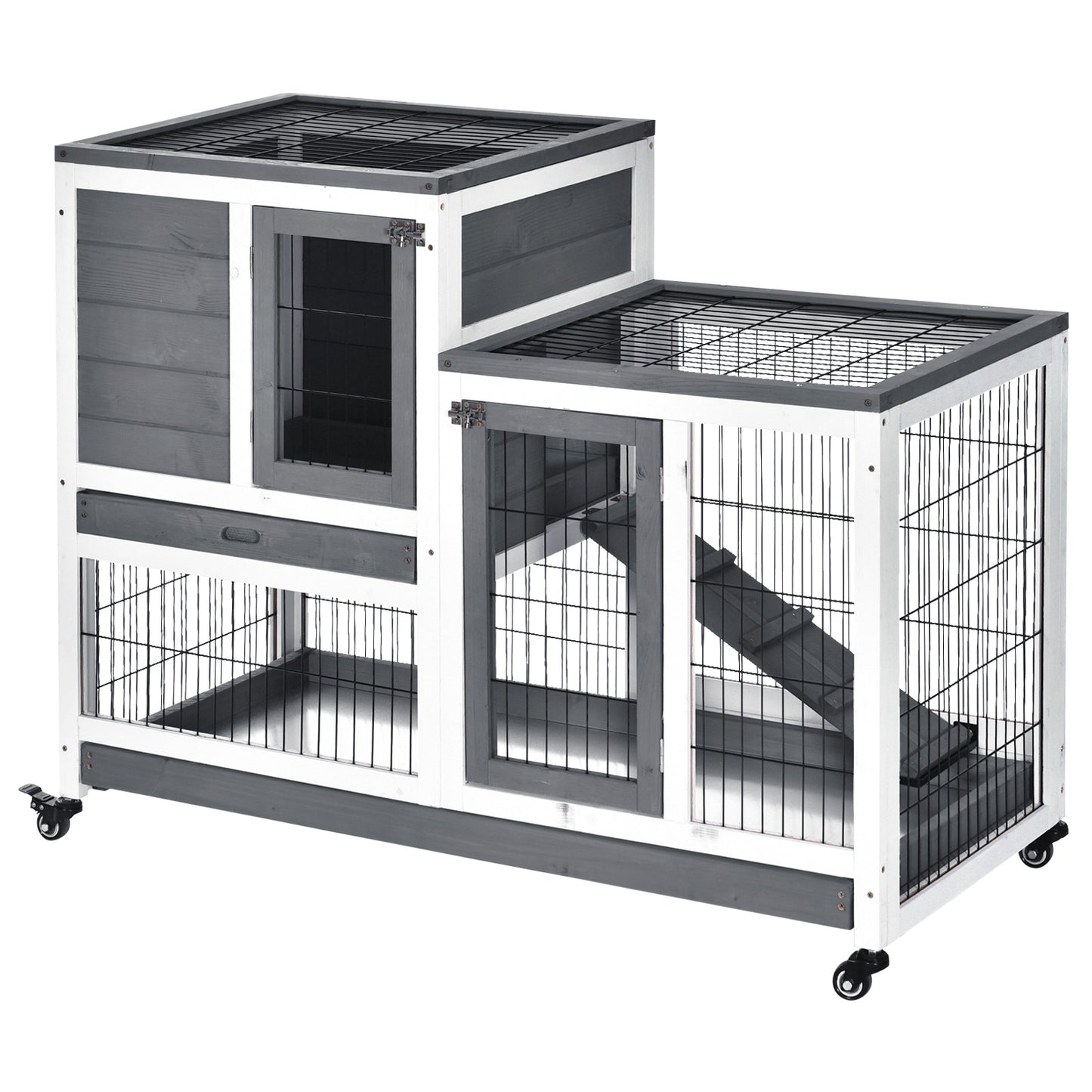 AI62 Decor PawHut Indoor Rabbit Hutch with Wheels