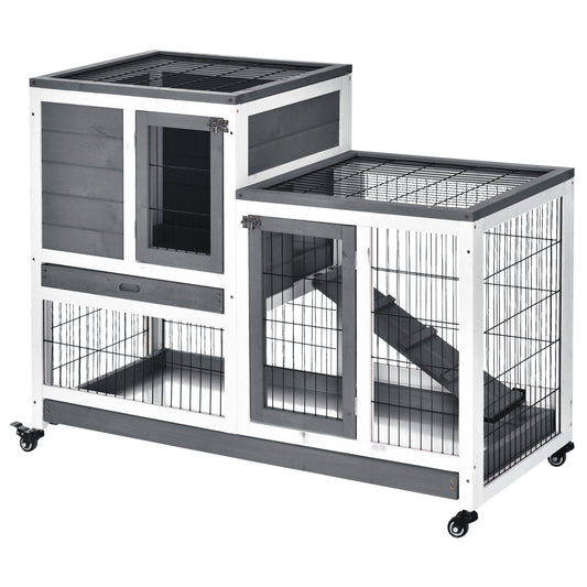 AI62 Decor PawHut Indoor Rabbit Hutch with Wheels
