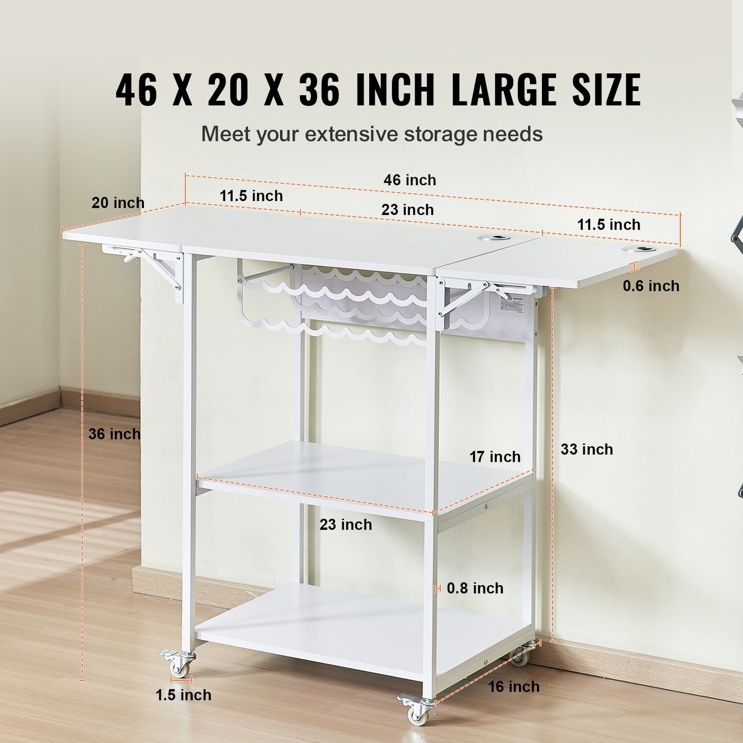 AI62 Decor 3-Tier Movable Heat Press Stand With Wheels – Foldable Press Table, White