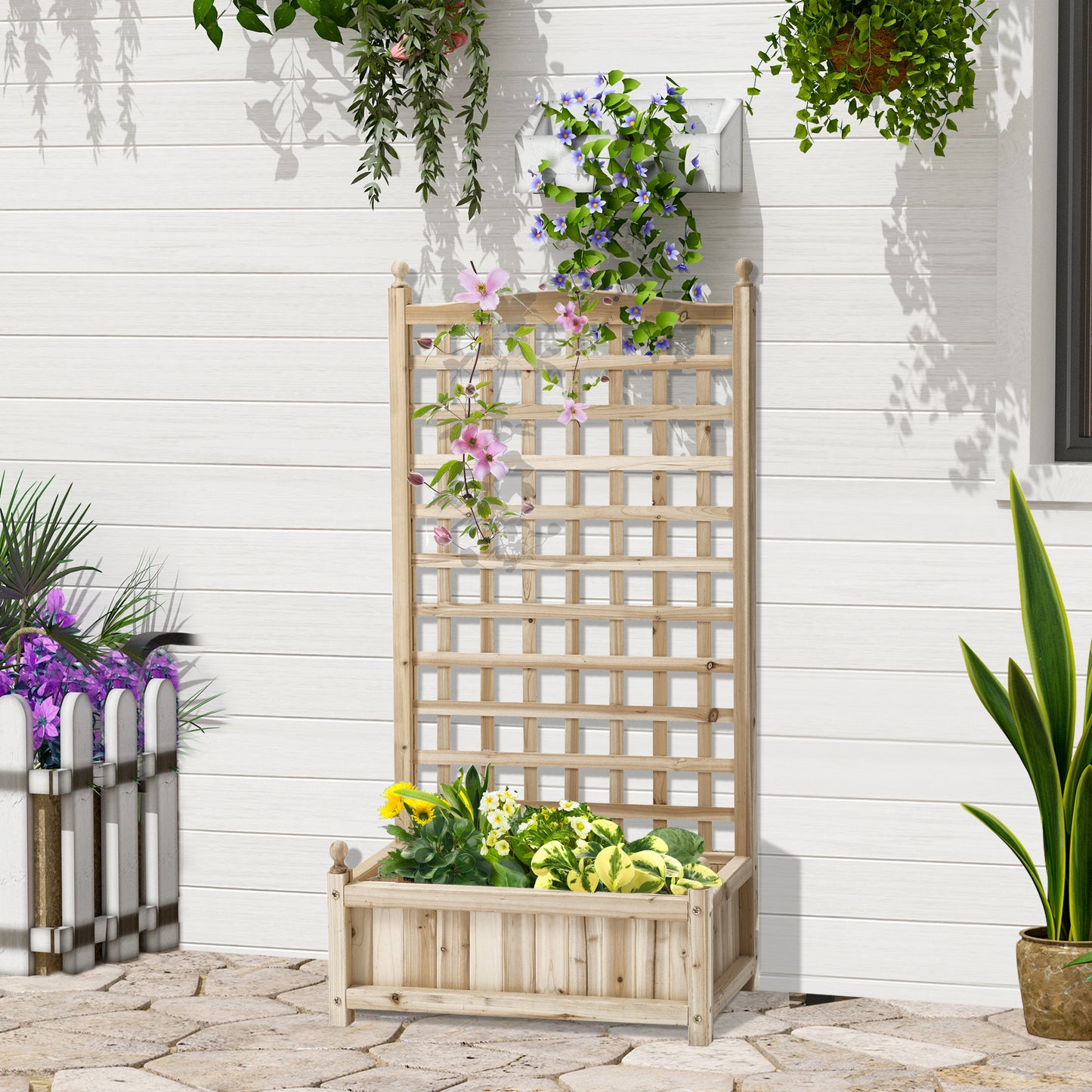 AI62 Decor Wooden Garden Planter with Trellis – Indoor & Outdoor Use