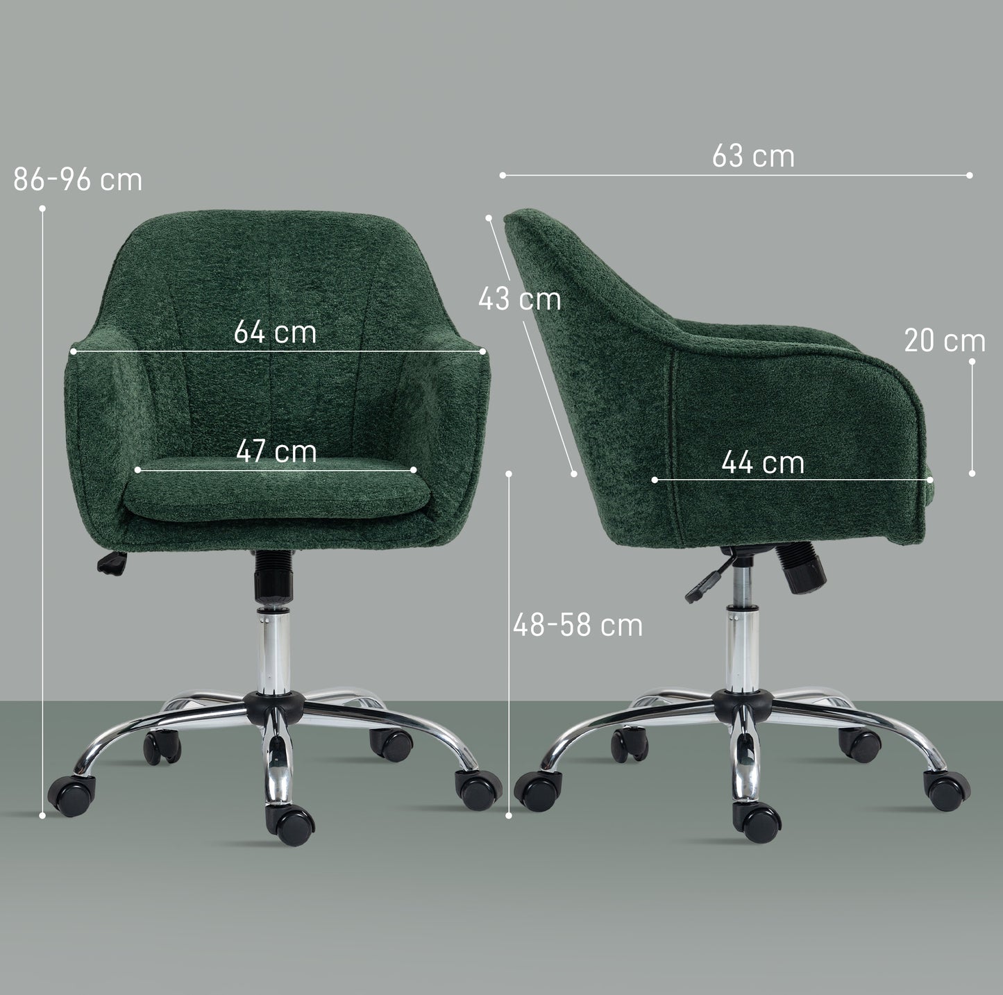 AI62 Decor  Velvet-Feel Office Chair - Dark Green