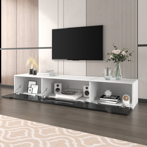 AI62 Decor High-Gloss TV Cabinet with LED Lights – White & Black