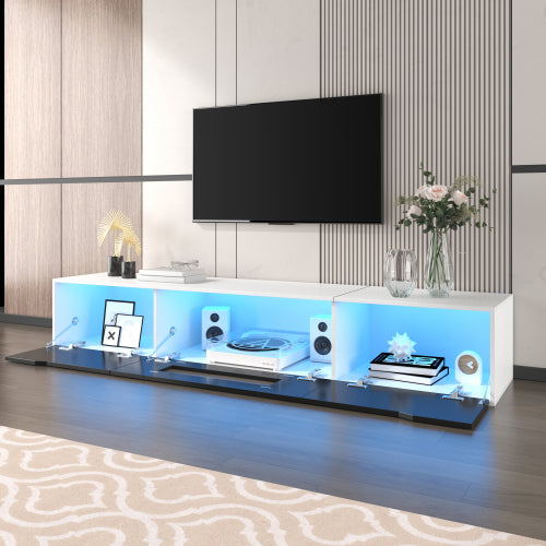AI62 Decor High-Gloss TV Cabinet with LED Lights – White & Black