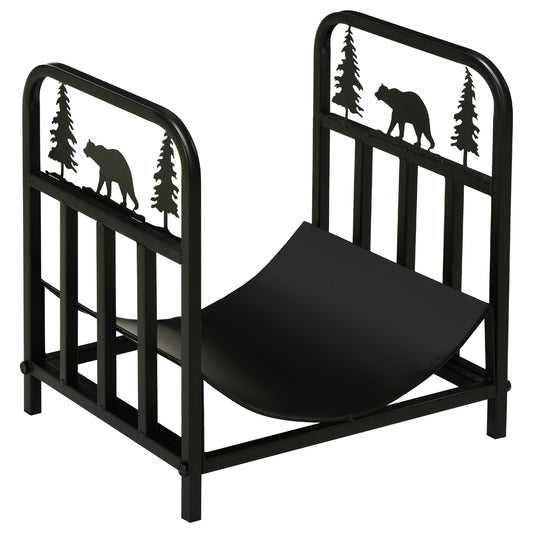AI62 Decor Bear-Shaped Metal Firewood Rack – Rust-Resistant