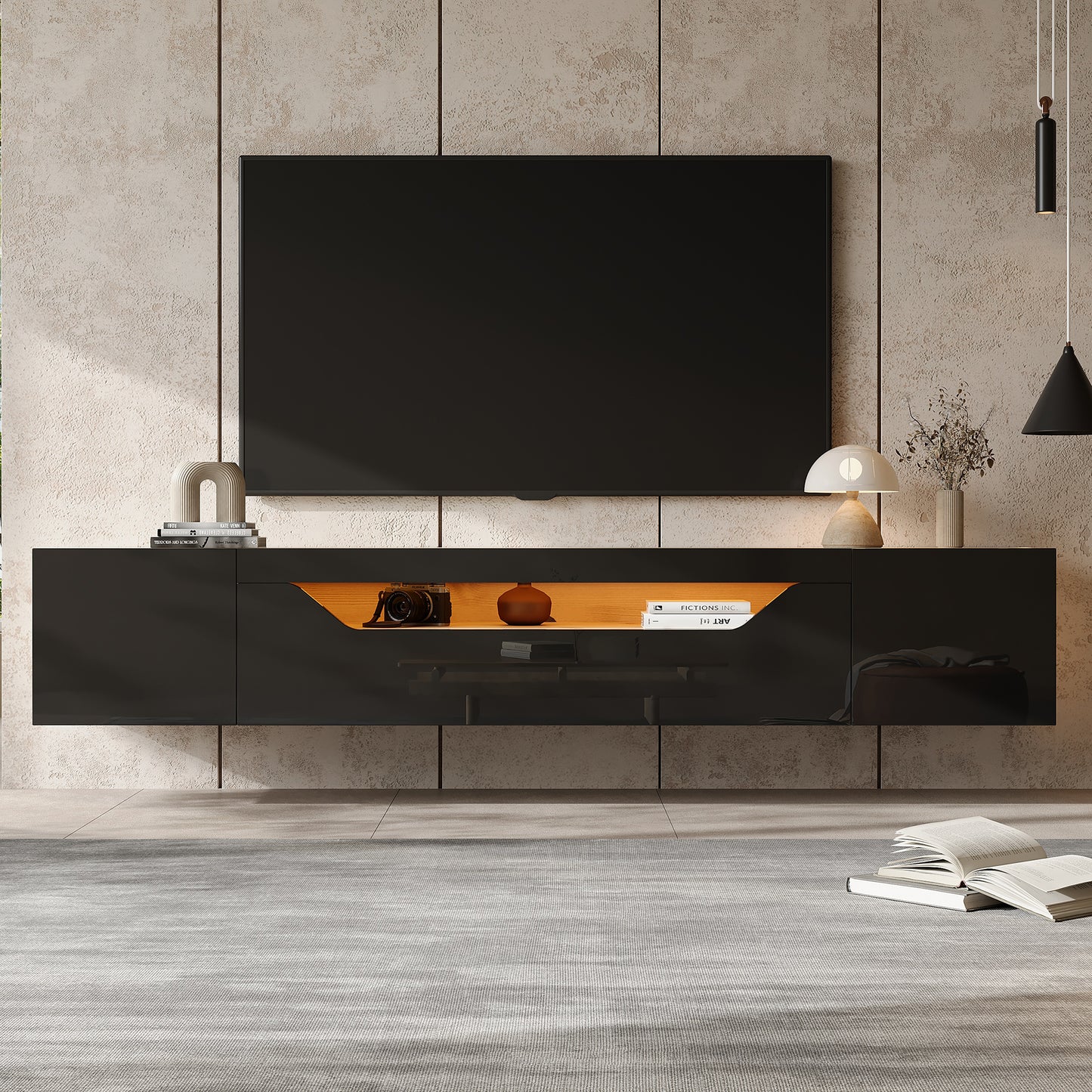 AI62 Decor Wall Mounted TV Cabinet with LED Lighting