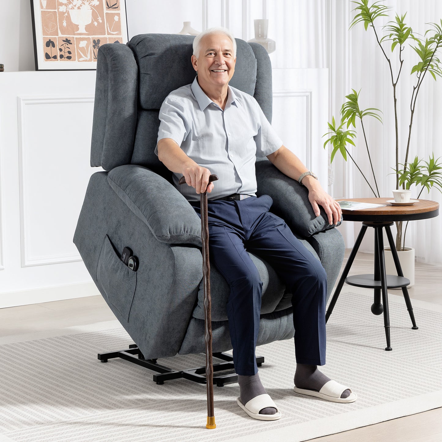 AI62 Decor Power Lift Recliner Chair with Massage & Footrest – Grey