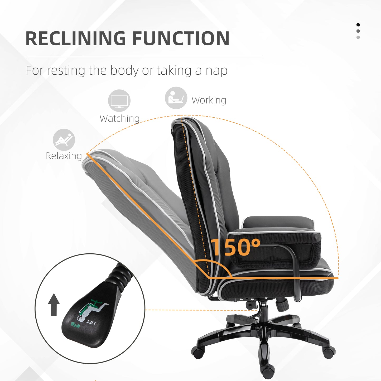 AI62 Decor Vinsetto Faux Leather Executive Office Chair, With Contrast Piping - Black/White