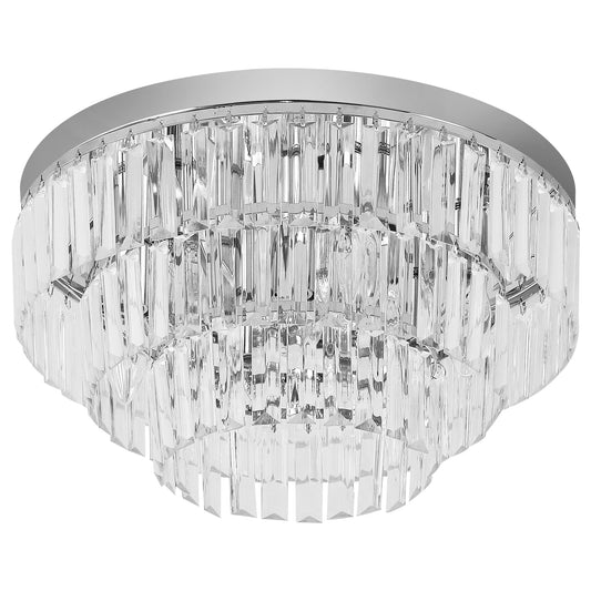 AI62 Decor Modern Crystal Flush Mount Ceiling Light with Polished Metal Base