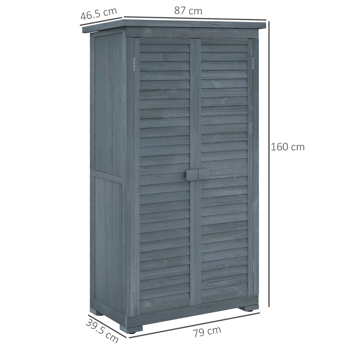AI62 Decor 39.5 X 79cm Fir Wood Garden Shed - Grey