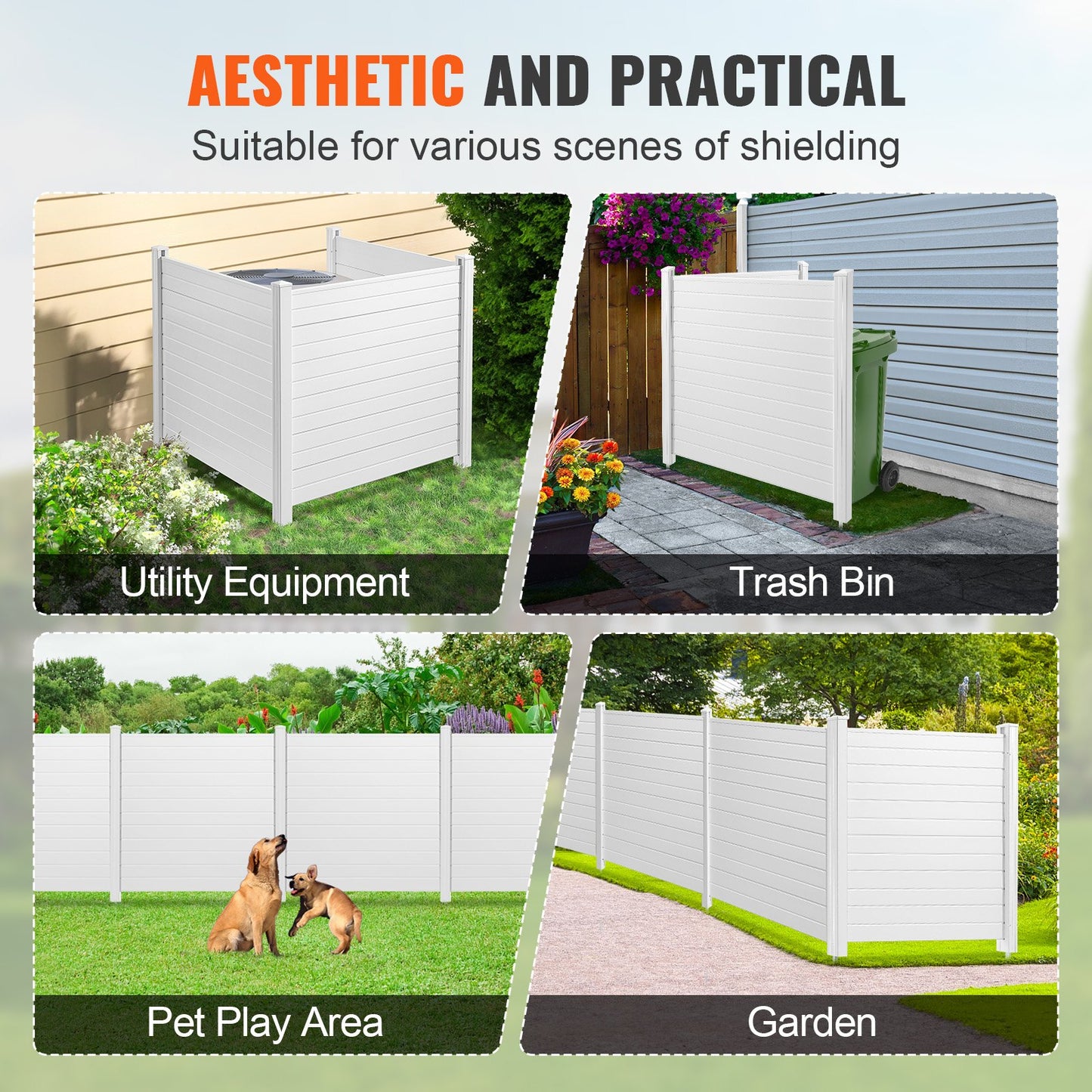 AI62 Decor 3-Panel Outdoor Privacy Screen Fence – 50" x 50" Vinyl Enclosure For A/C Units & Trash Cans