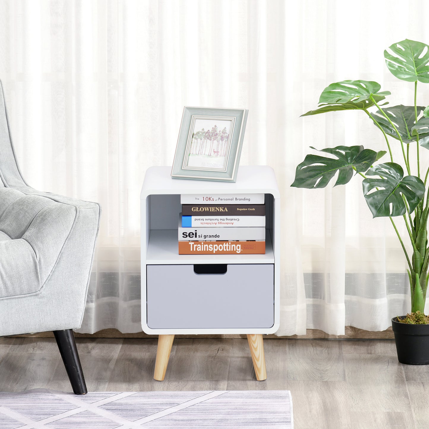 AI62 Decor Wooden Nightstand with Drawer
