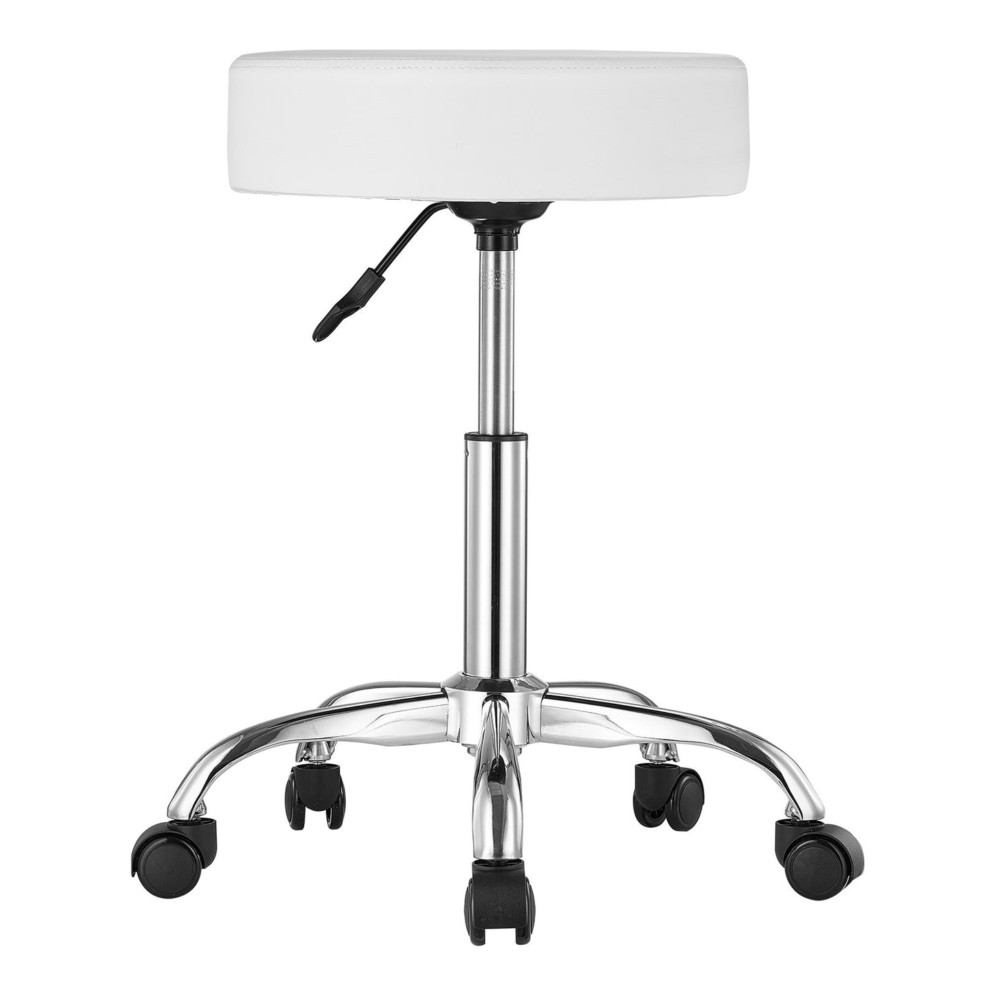 AI62 Decor White Adjustable Rolling Stool with Wheels – 450lbs Swivel Salon Chair