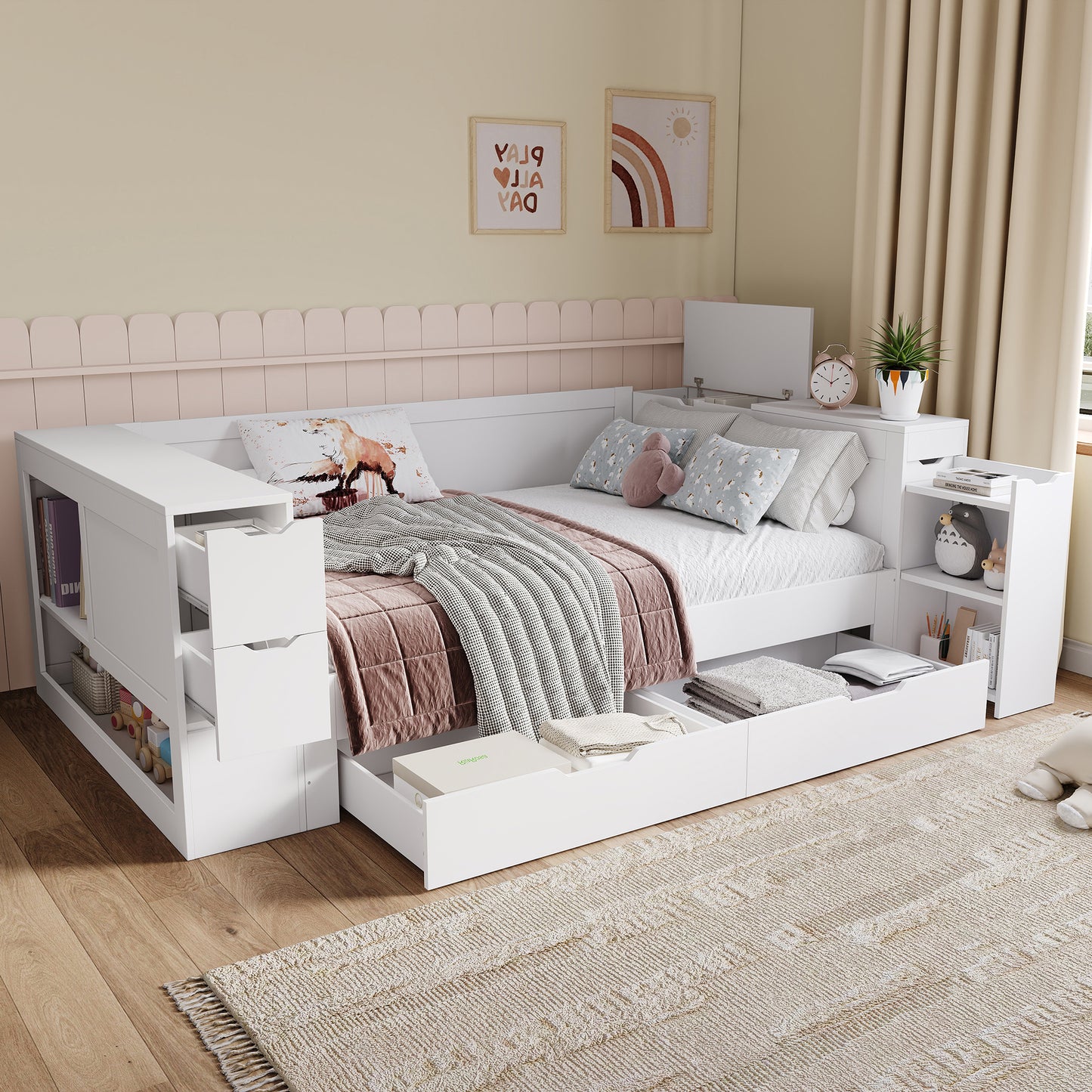 AI62 Decor 4ft6 Double Children’s Daybed with Storage Drawers