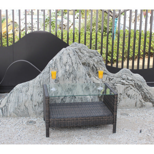 AI62 Decor Outdoor Patio Coffee Table with Tempered Glass