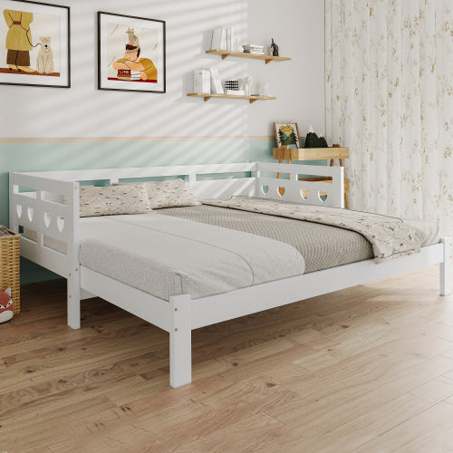 AI62 Decor Heart-Shaped Daybed with Pull-Out Trundle