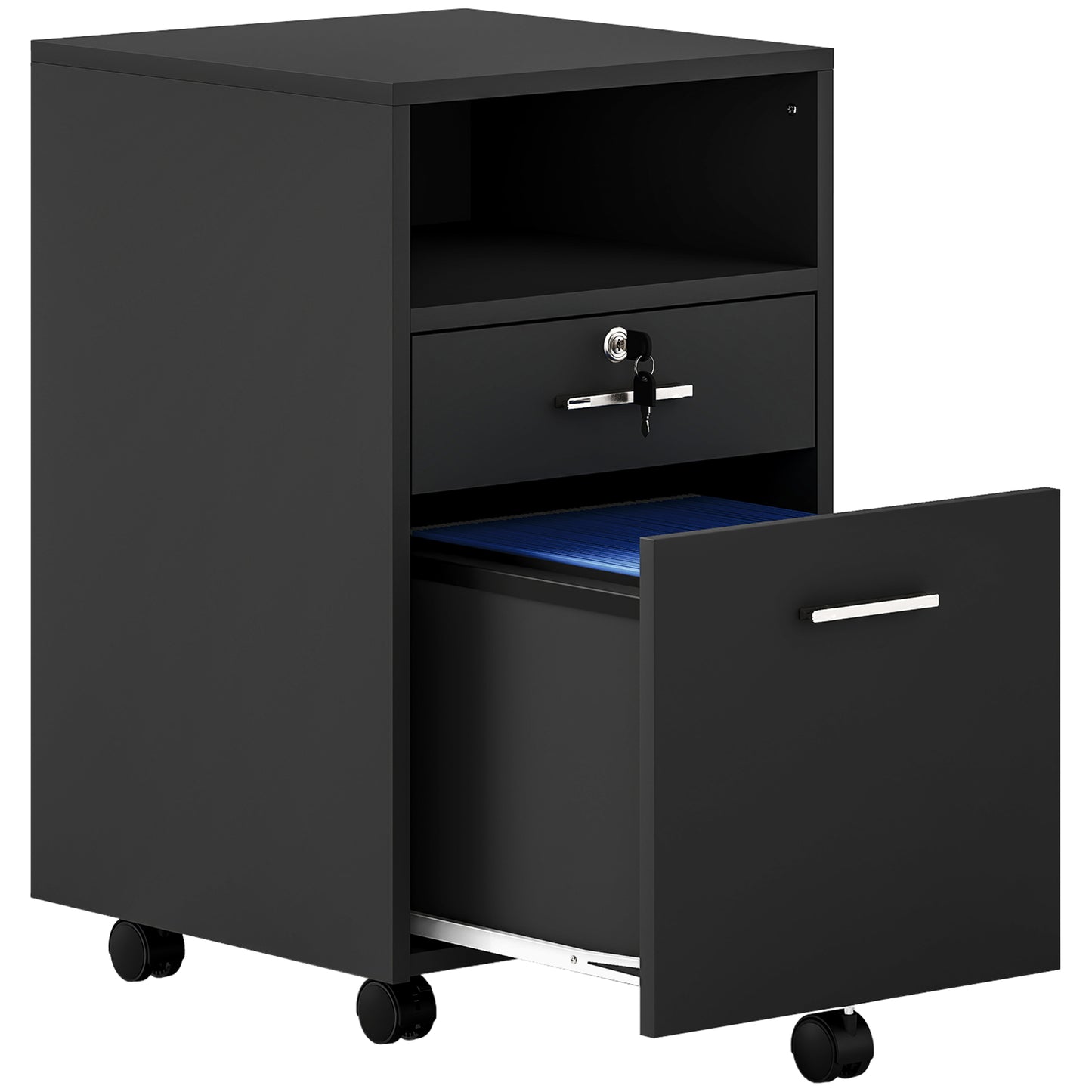 AI62 Decor Lockable Two-Drawer Filing Cabinet with Wheels