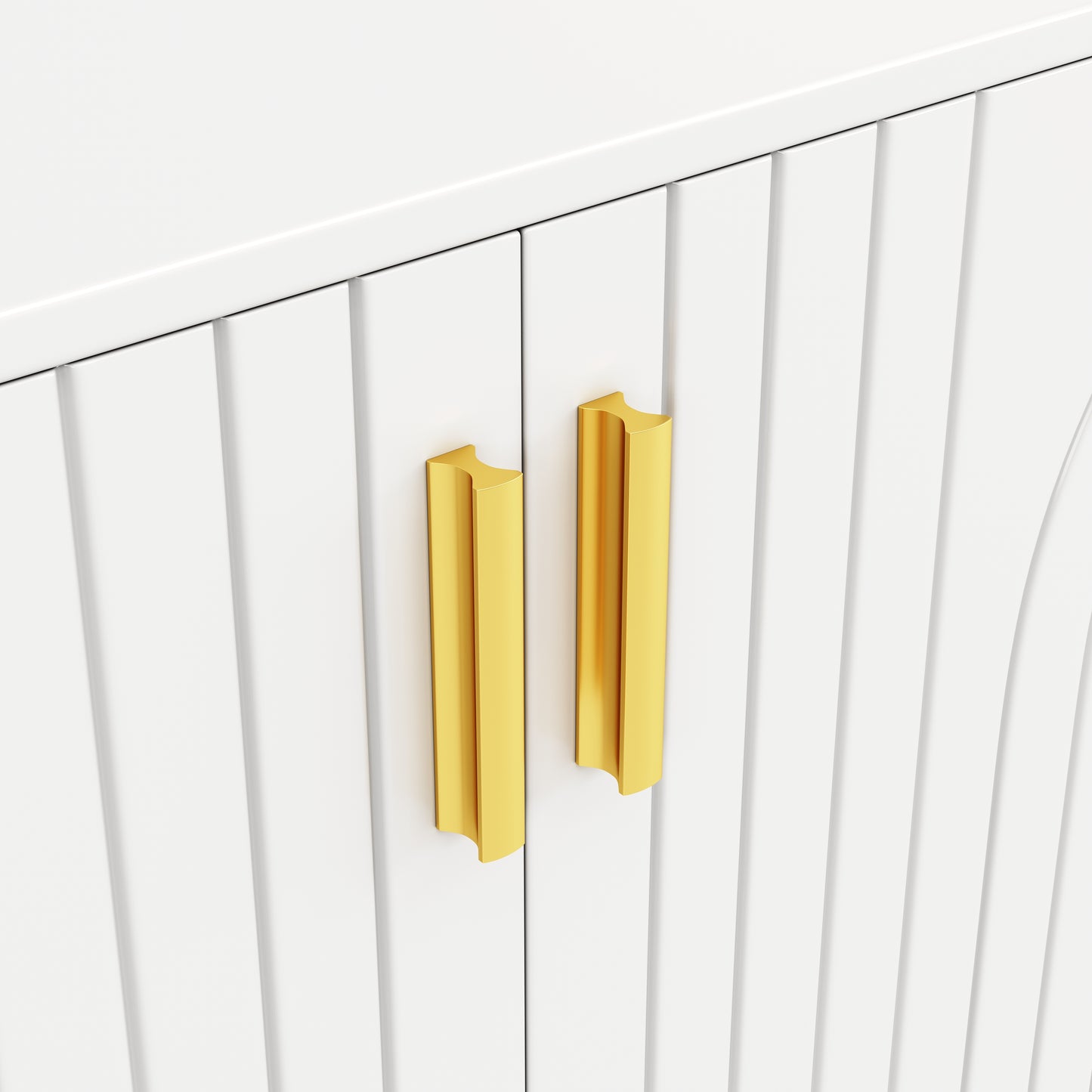 AI62 Decor White Wave Sideboard 152×40×75 cm with Gold Accents