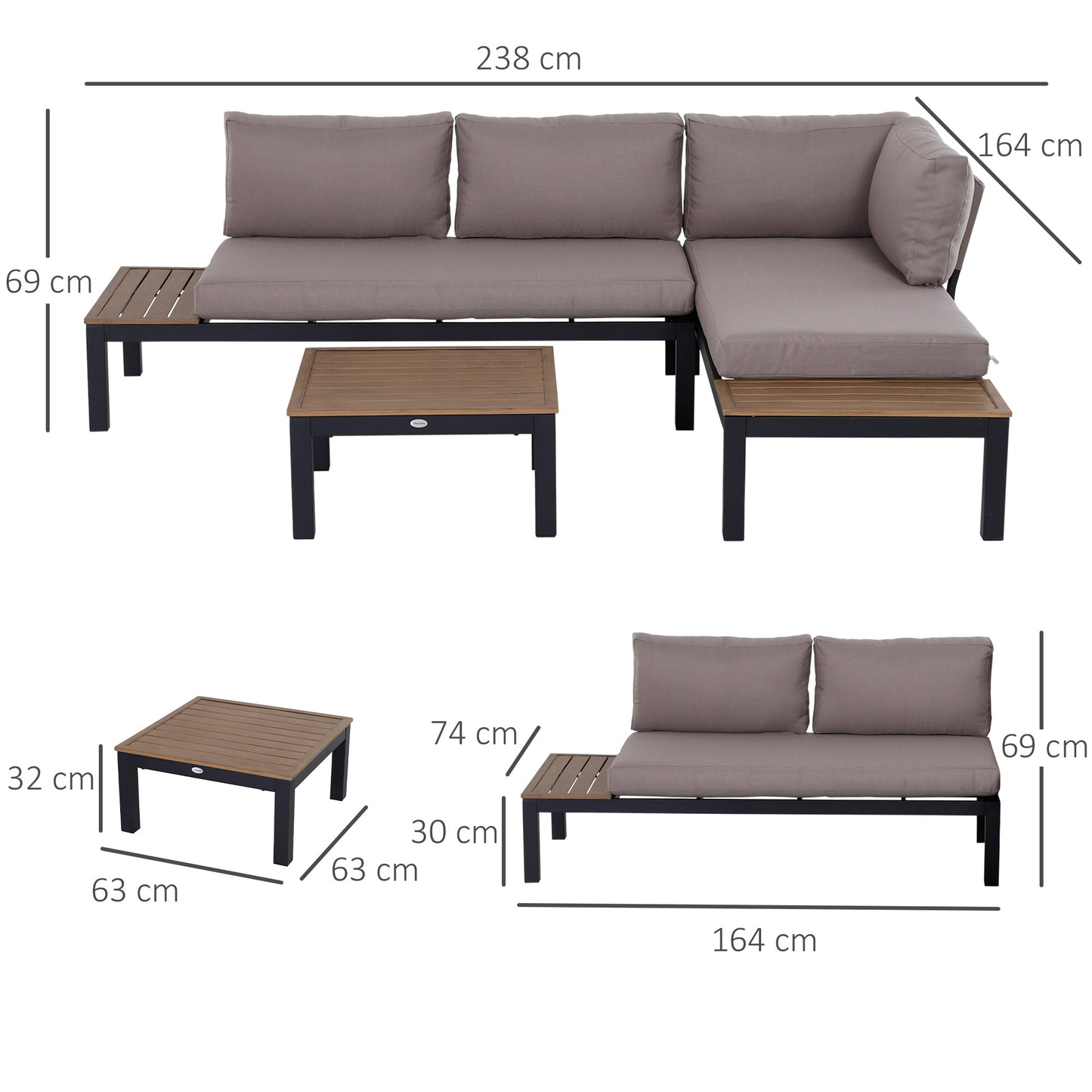AI62 Decor 3-Piece Outdoor Garden Furniture Set