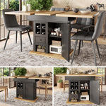 Foldable Telescopic Dining Table with Wine Rack AI62Decor