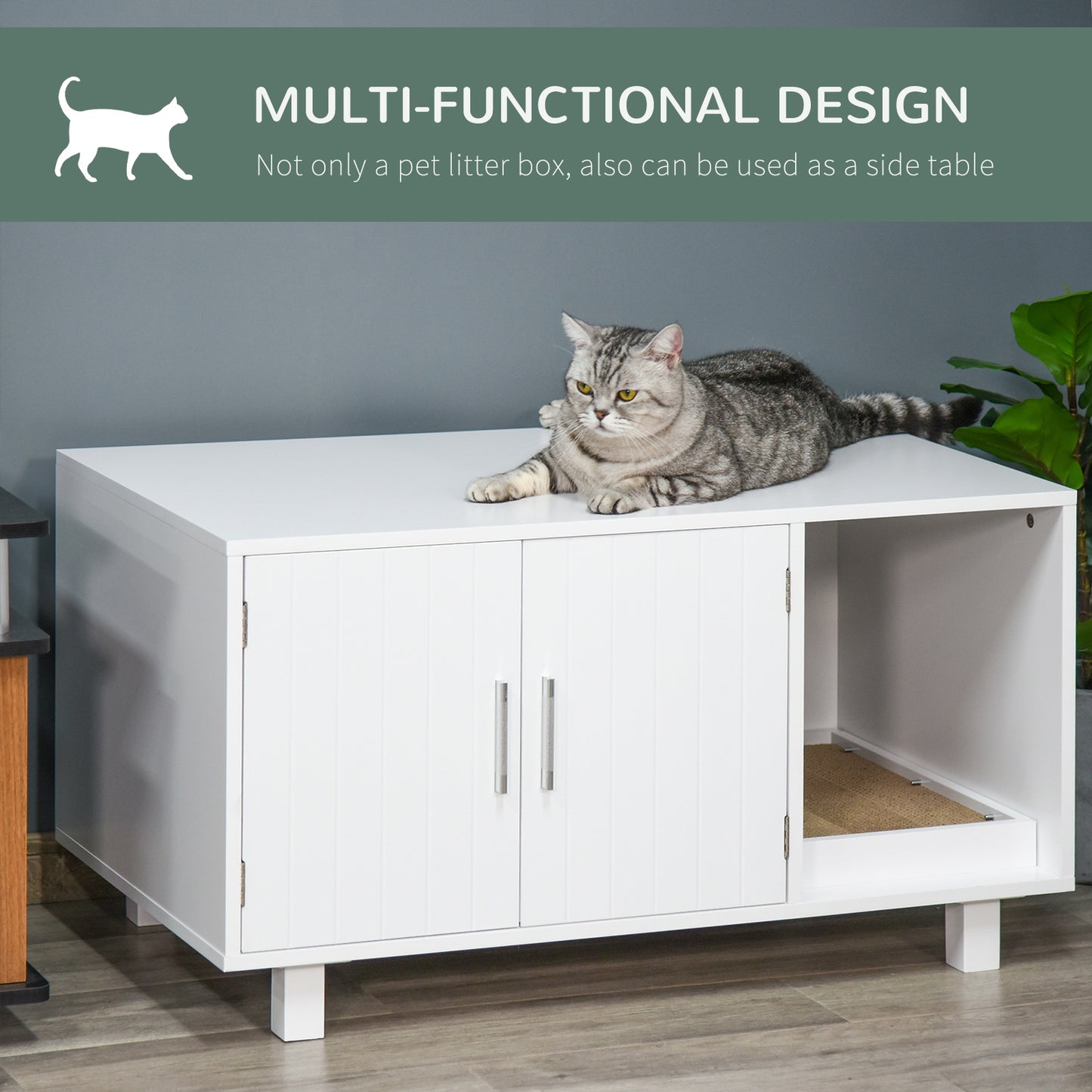 AI62 Decor Wooden Cat Litter Box with Nightstand Design