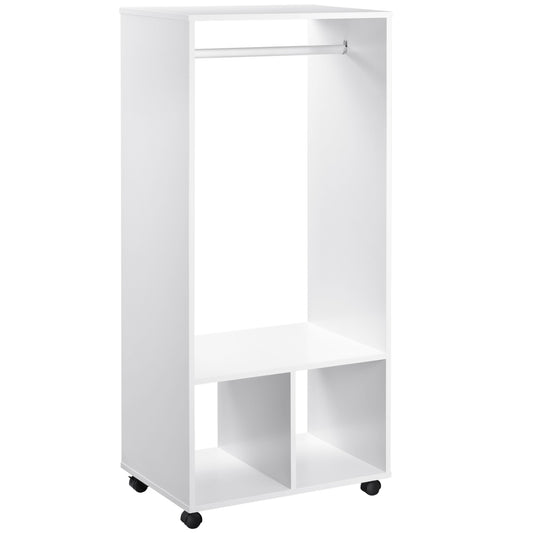 AI62 Decor Mobile Open Wardrobe with Hanging Rail & 2 Shelves – White