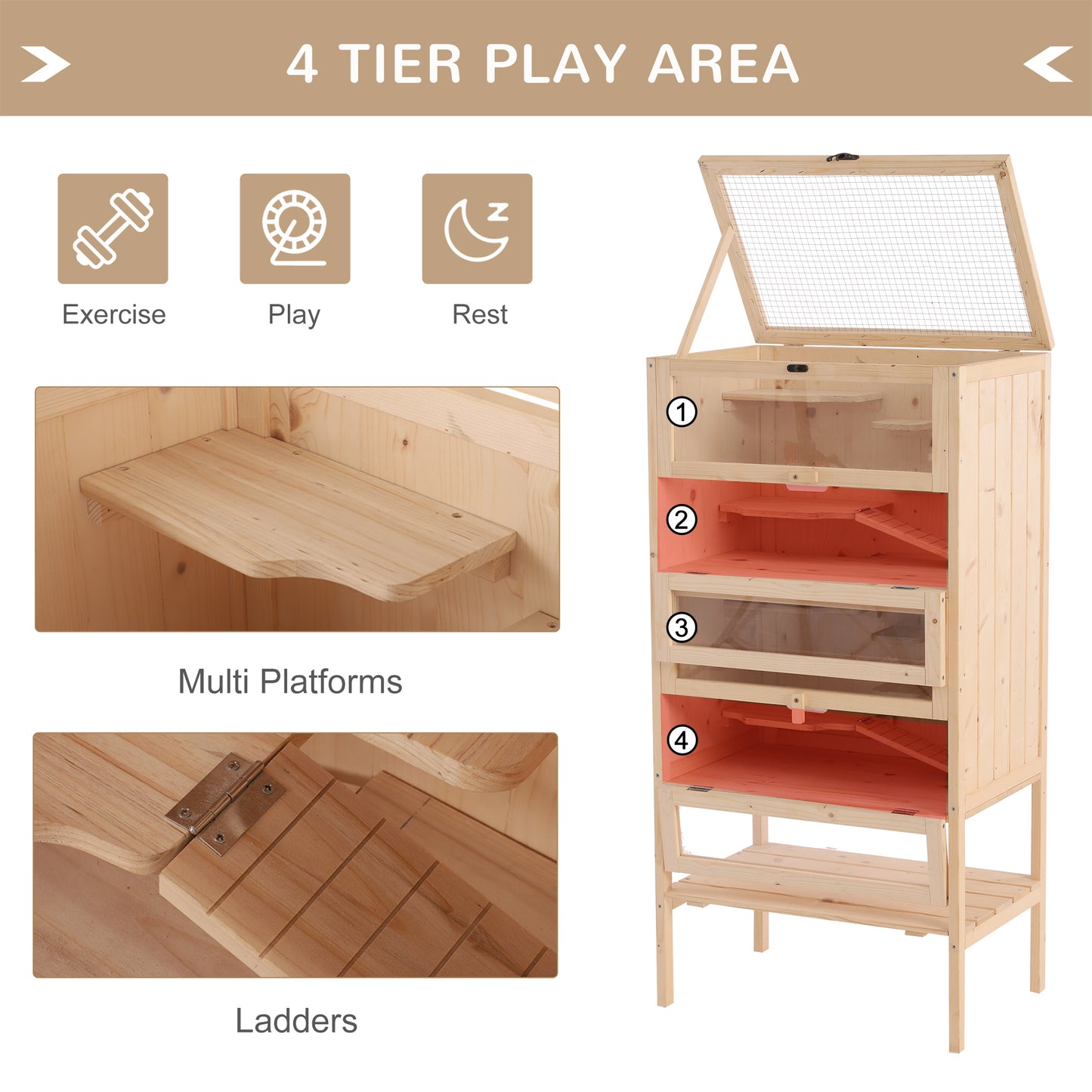 AI62 Decor Large PawHut Hamster Cage with Storage Shelf