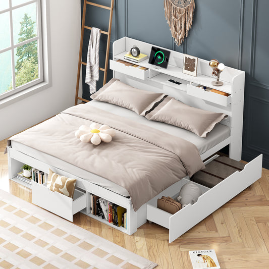AI62 Decore White 4ft6 Double Bed with USB Port & Storage