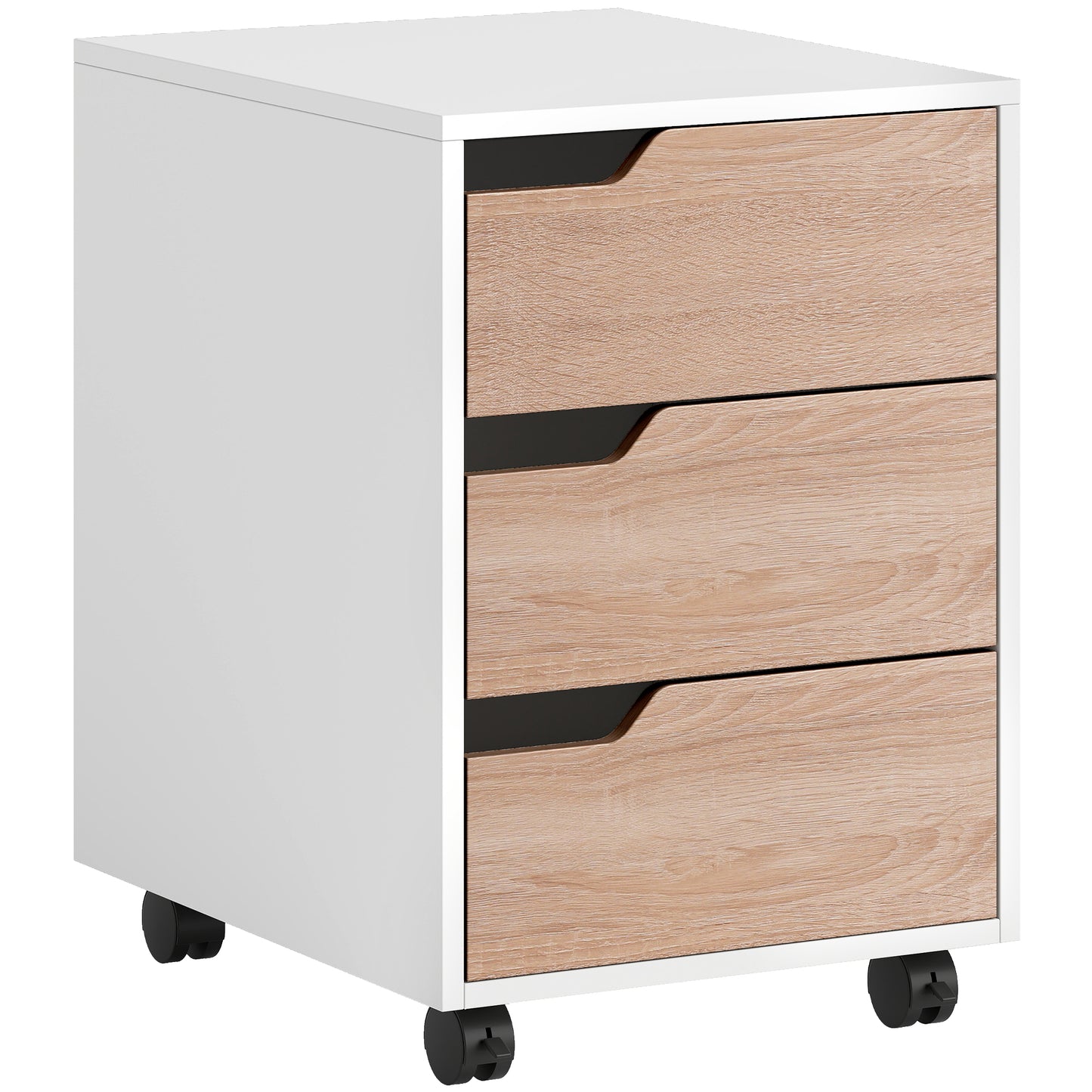 AI62 Decor 3-Drawer Mobile File Cabinet with Wheels – Oak