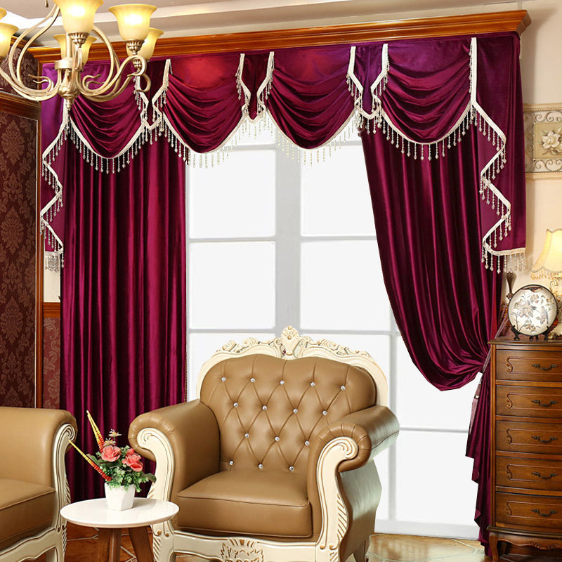 AI62 Decor Luxury Velvet Red Blackout Curtains for Living Room & Bedroom