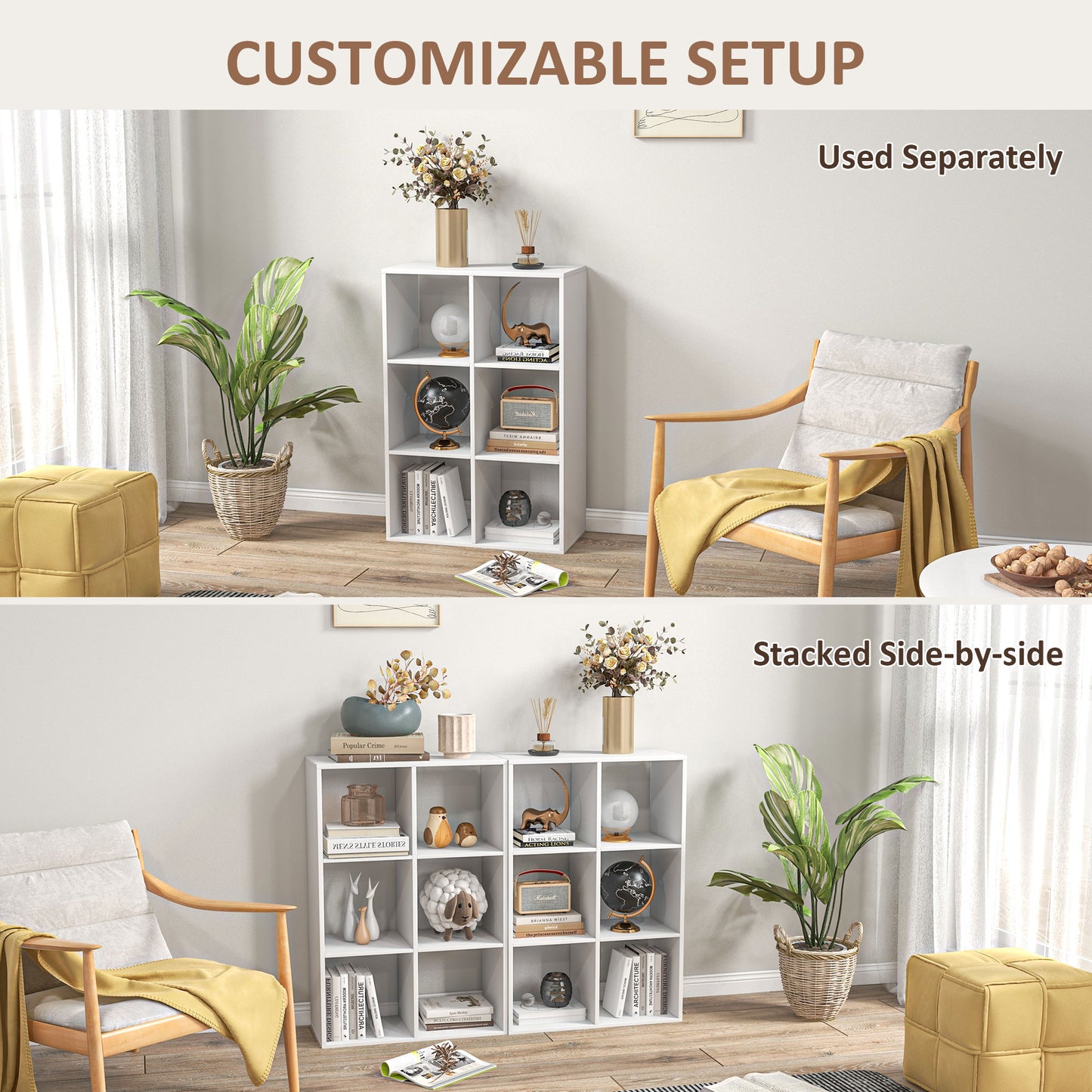 AI62 Decor  6-Cube Bookshelf - White
