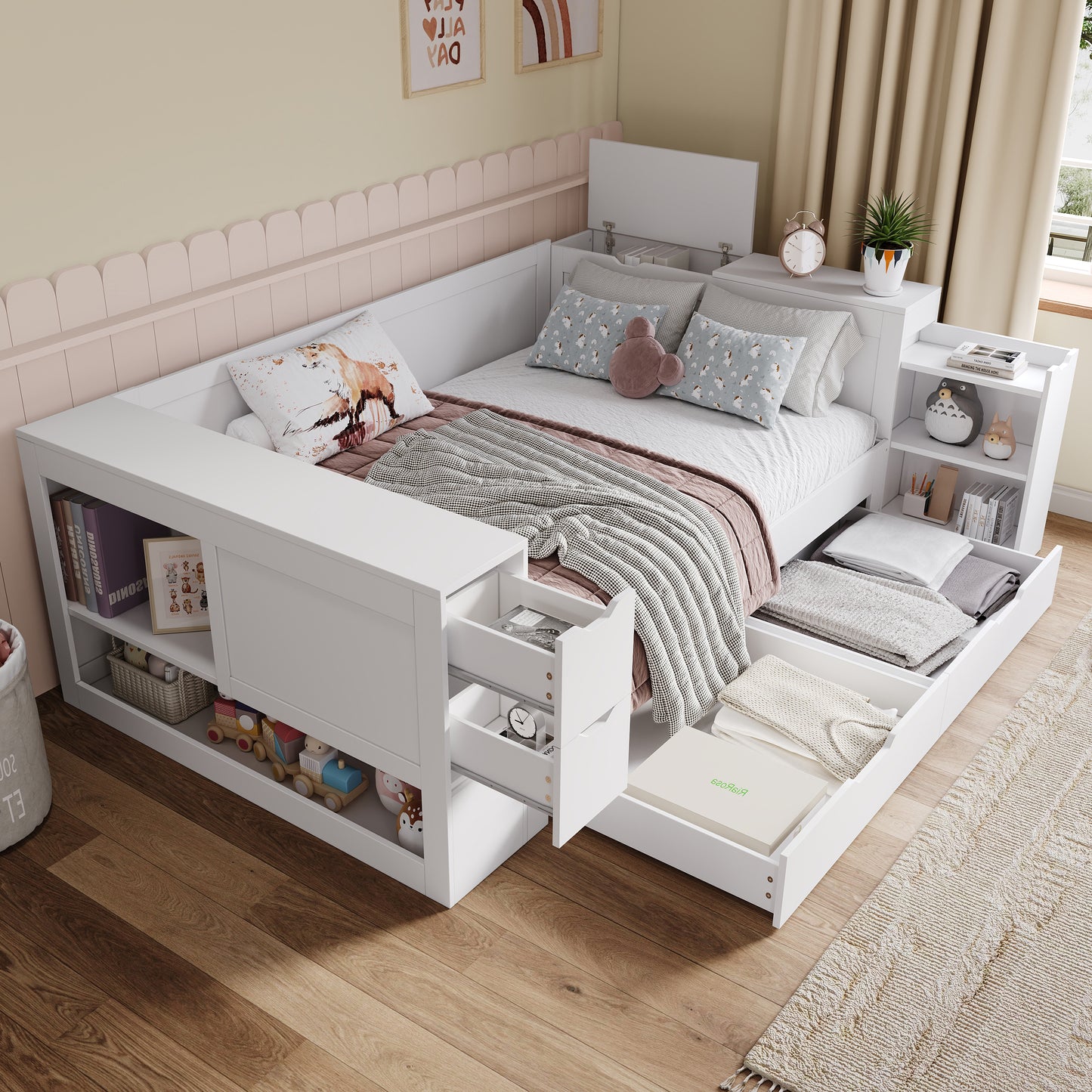 AI62 Decor 4ft6 Double Children’s Daybed with Storage Drawers